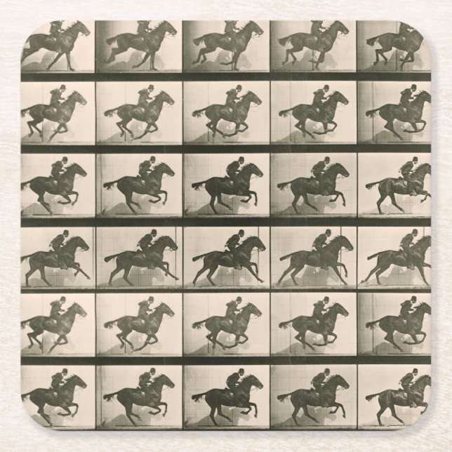 Vintage Pferdefotografie Rechteckiger Pappuntersetzer (Vorderseite)