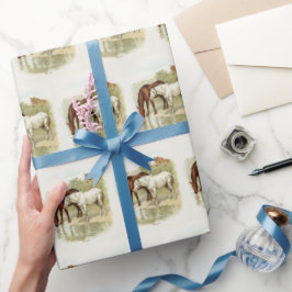 Vintage Pferdefreunde Party gekachelte Verpackung Geschenkpapier
