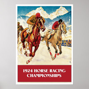 Vintage Pferdelaufenanzeige 1924 Poster