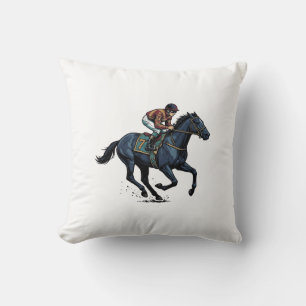 Vintage-Pferderennen-Jockey-Vektordesign_1 Kissen