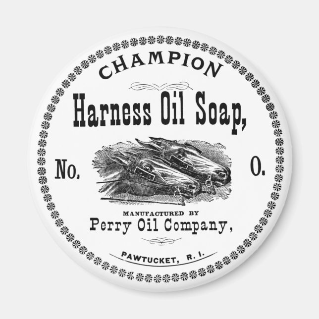 Vintage Pferdezuchtseife Weiß Magnet (Vorne)