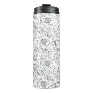 Vintage-Pfingstrosen-Blumenmuster Thermosbecher