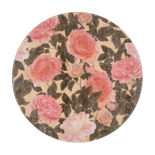 Vintage-Pfirsich-Rose-Aquarellmuster. Schneidebrett