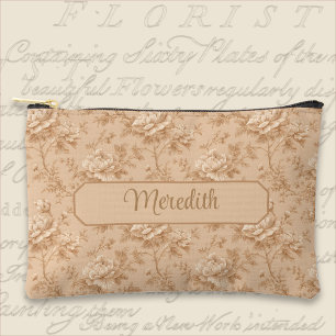 Vintage Pfirsich-Rosen-Toile Zubehörtasche
