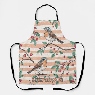 Vintage-Pfirsich-Songbird-Beeren-Zweig-Muster Schürze