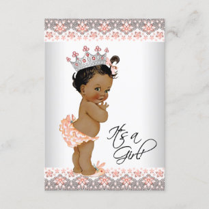 Vintage Pfirsich und Graue Ethnic Baby Girl Dusche Einladung