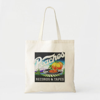 Vintage Pfirsiche-Platten und Logo Tragetasche