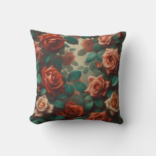 "Vintage PfirsichRose mit Raindrops" Kissen