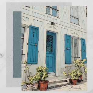 Vintage Pflanze des Weißen Hauses Blue Gray Scrapb
