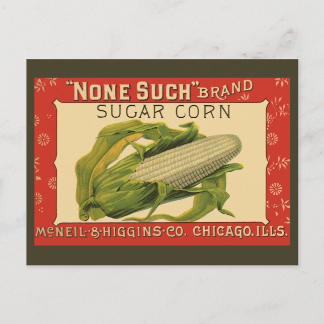 Vintage Pflanzenkennzeichen, kein Zuckermais Postkarte (Vorderseite)