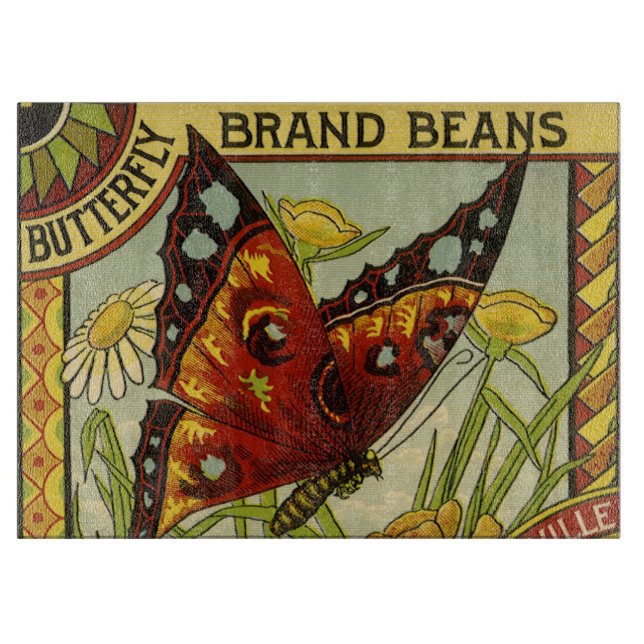 Vintage Pflanzenkennzeichen Kunst, Schmetterlingsm Schneidebrett (Vorderseite)