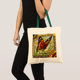 Vintage Pflanzenkennzeichen Kunst, Schmetterlingsm Tragetasche