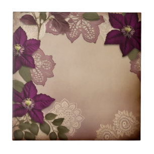 Vintage Pflaume Clematis Fliese