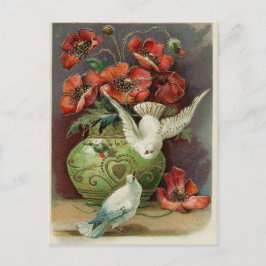 Vintage Pflaumen und Vögel Postkarte
