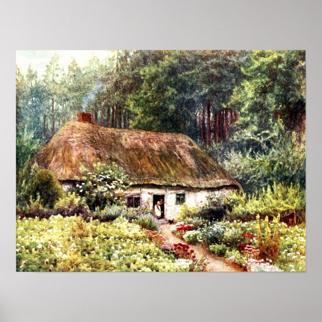 Vintage Phantastische Friedliche Landschaft Poster (Vorne)