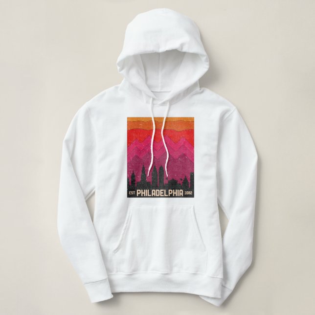 Vintage Philadelphia Philly Pennsylvania Skyline Hoodie (Design vorne)