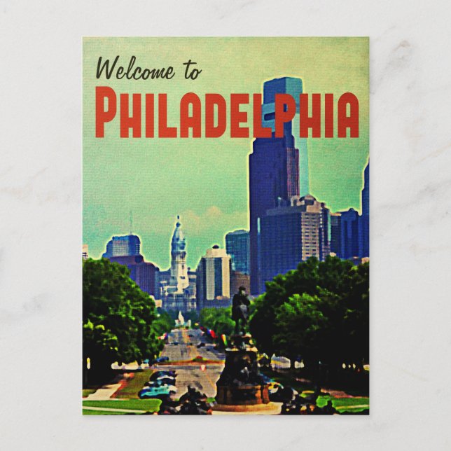 Vintage Philadelphia-Reise Postkarte (Vorderseite)
