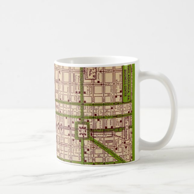 Vintage Philadelphia Street Map Mug Kaffeetasse (Rechts)