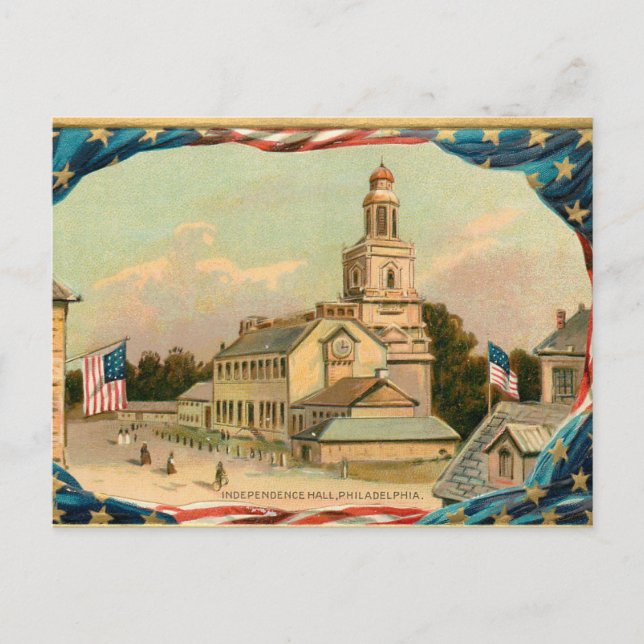 Vintage philadelphia-Unabhängigkeitshalle Feiertagspostkarte (Vorderseite)