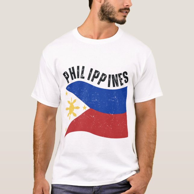 Vintage philippinische Flaggenversion T-Shirt (Vorderseite)