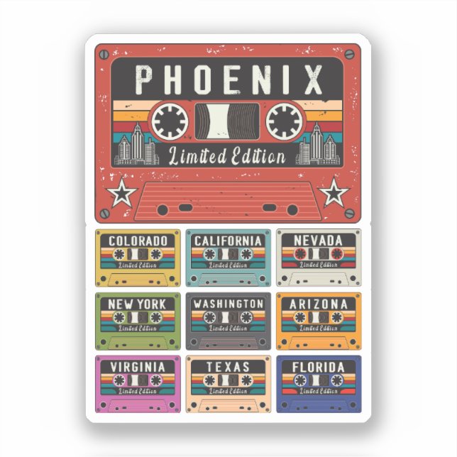 Vintage Phoenix-Stadtreise Aufkleber (Vorderseite)