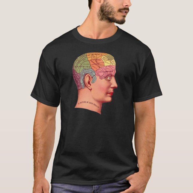 Vintage Phrenologie Kopf Minenkarte T-Shirt (Vorderseite)