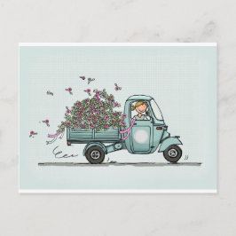 Vintage Piaggio Pick Up with flowers Postkarte