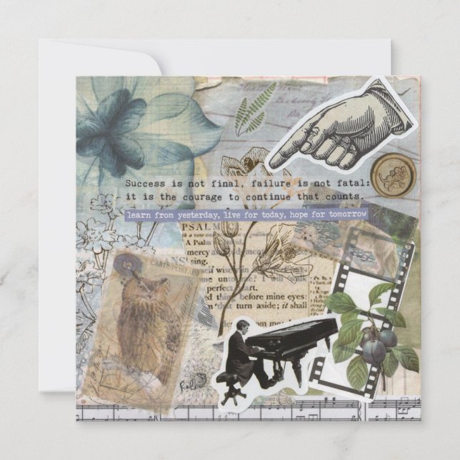 Vintage Piano Man Flat Grußkarte (Vorderseite)