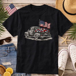 Vintage Pickup Truck Flag  T-Shirt