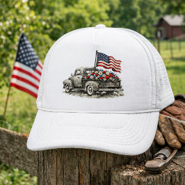 Vintage Pickup Truck Flag Truckerkappe