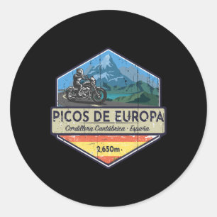 Vintage Picos De Europa Motorrad Spanien Berg Runder Aufkleber