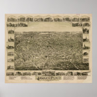 Vintage Pictorial Map of Jamaica Schlicht MA (1891