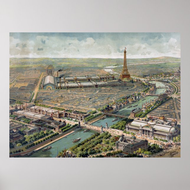 Vintage Pictorial Map of Paris (1900) Poster (Vorne)