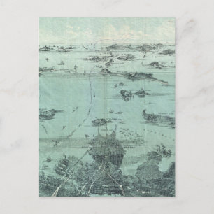 Vintage-Piktogrammkarte des Boston Harbor (1897) Postkarte