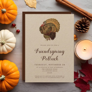 Vintage-Pilgerhuhn-Thanksgiving-Potluck Einladung