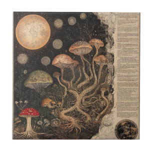 Vintage Pilz-Botanik-Chart (7) Fliese