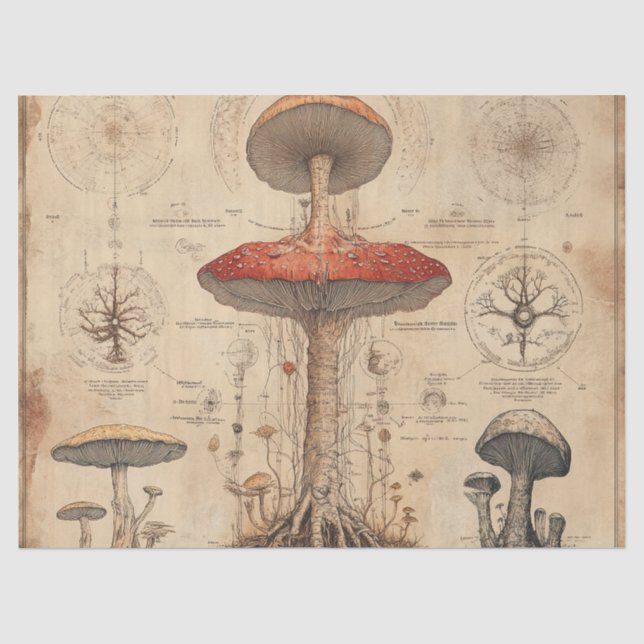 Vintage Pilz-Botanik-Chart (8) Seidenpapier (Vorderseite)