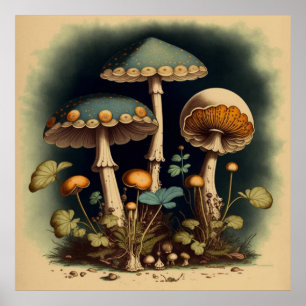 Vintage Pilz Digitalkunst 1 Poster