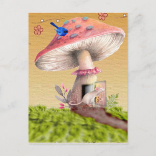 Vintage-Pilz-Mäusehaus-Grußkarte Postkarte