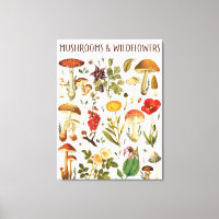 Vintage Pilze und Wildblumen