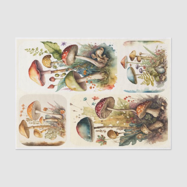 Vintage Pilzkollektion Seidenpapier (Vorderseite)