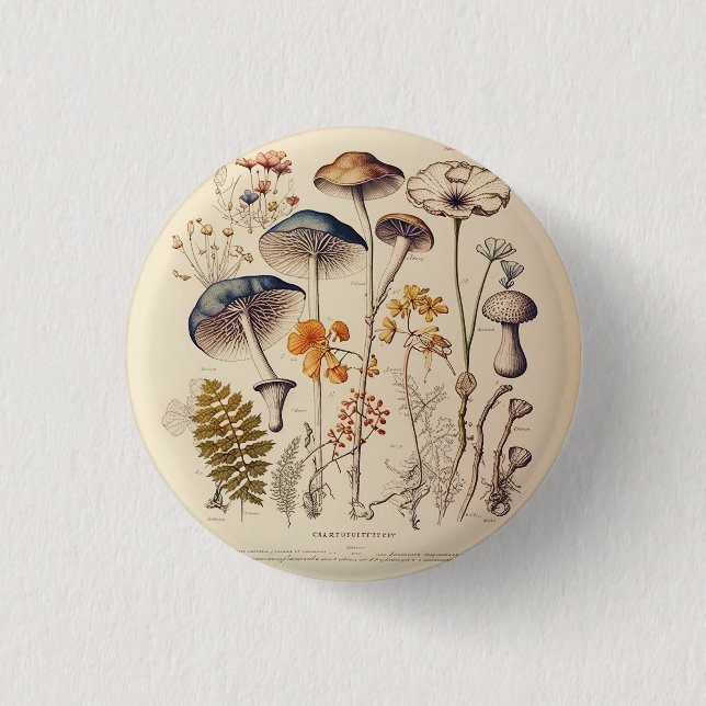 Vintage-Pilzkundler Button (Vorderseite)