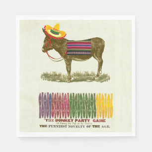Vintage Pin the Tail on the Donkey Partyspiel Serviette