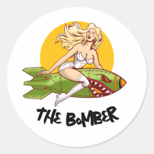 Vintage Pin-Up Bomber Nose Art Retro Luftfahrt Die Runder Aufkleber