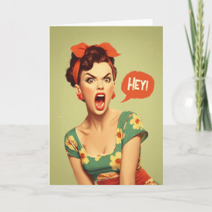 Vintage Pin-Up Power Schrei Karte