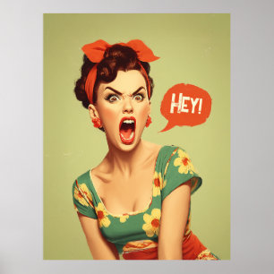Vintage Pin-Up Power Schrei Poster