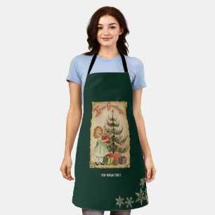 Vintage Pine Tree Little Girls präsentiert Schneef Schürze