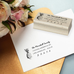 Vintage Pineapple Rubber Return Address Stamp SM Gummistempel