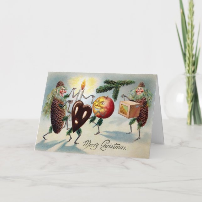 Vintage Pinecones Feiertagskarte (Vorderseite)