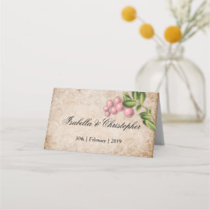 Vintage Pink Berries Hochzeit Platzkarte